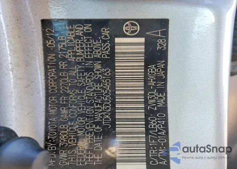 2012 Toyota Prius from USA, damaged, VIN JTDKN3DU5C5465163